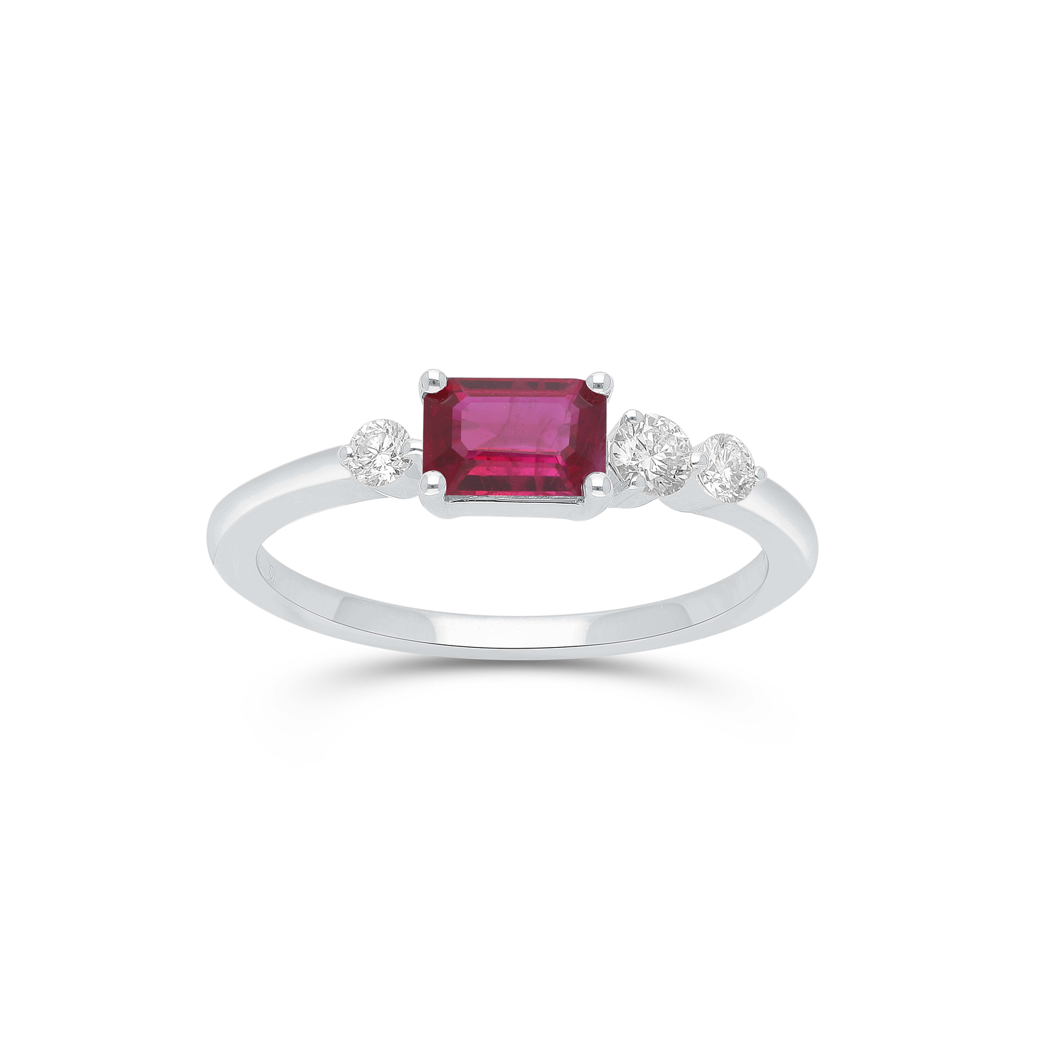 Sabel Collection White Gold Octagon Ruby and Diamond Ring